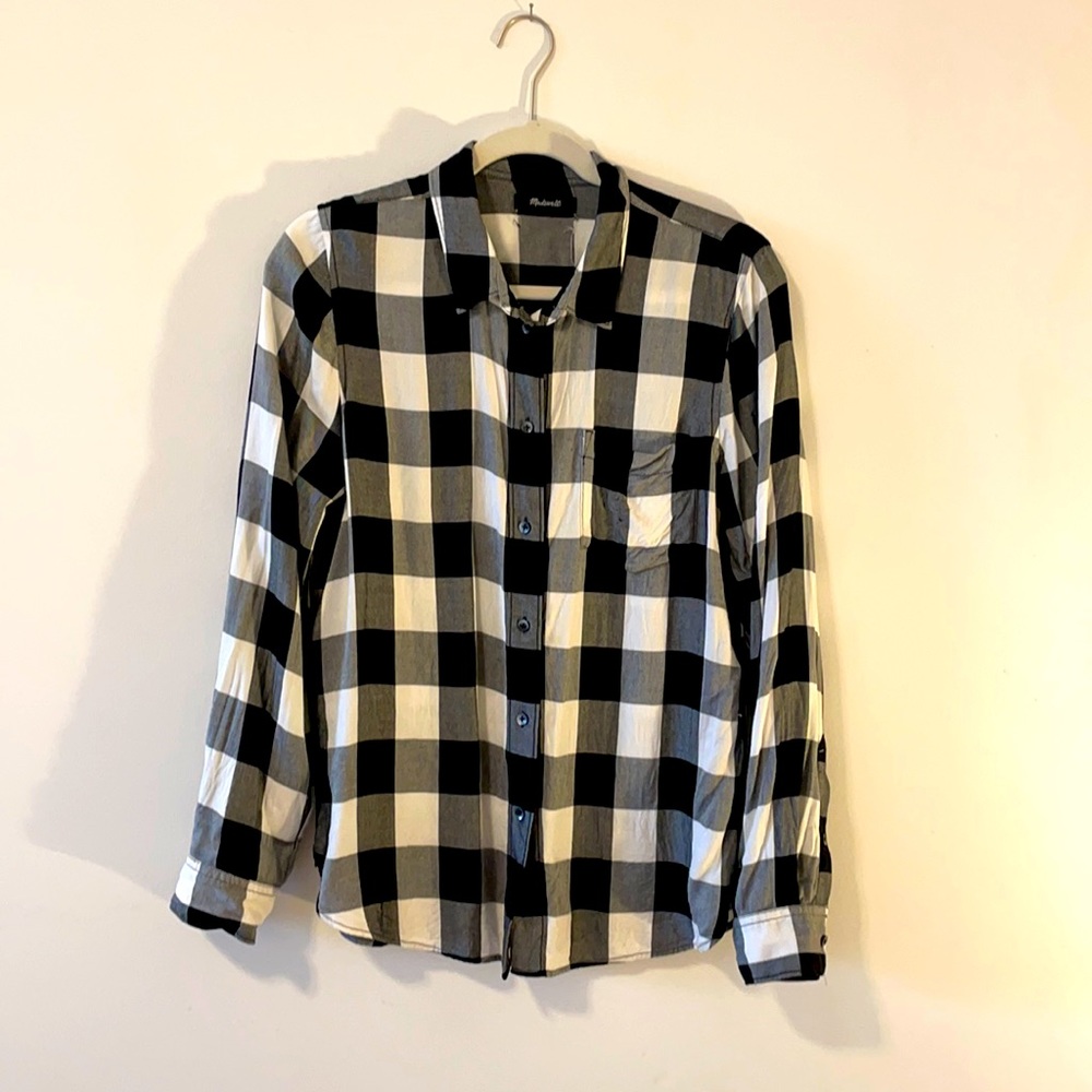 Madewell Black and White Checkered Button Up